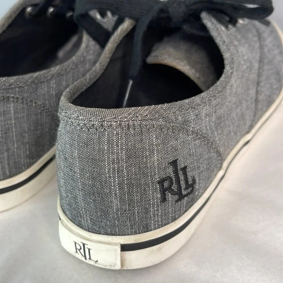 LAUREN RALPH LAUREN Jaelyn Low Top Sneakers Grey Black Fabric Logo Lace Up 8 - Picture 7 of 13